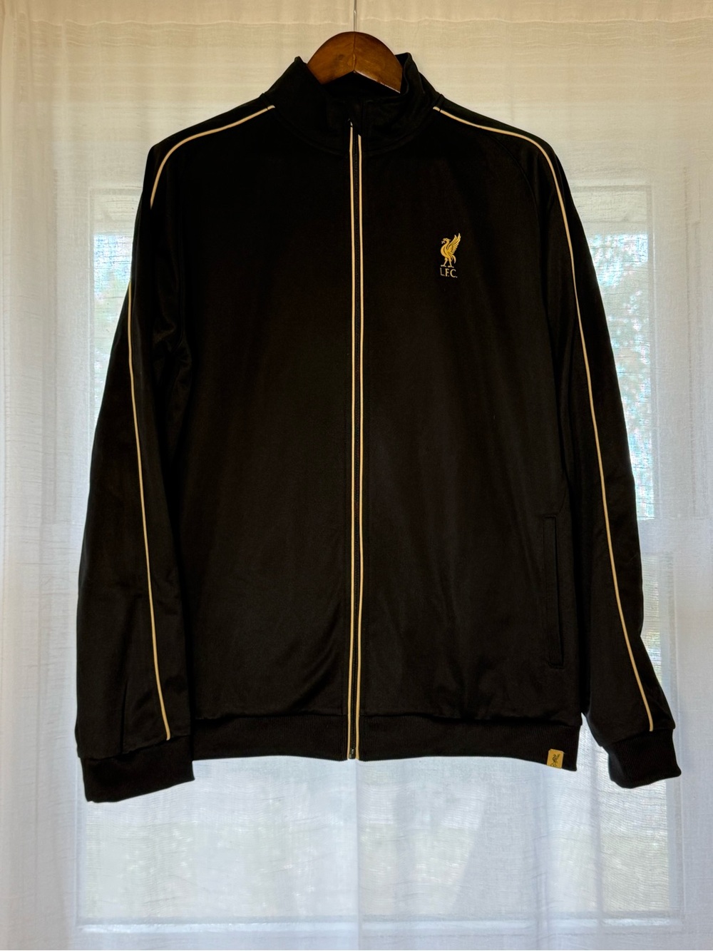 Men’s Liverpool FC Black Track Jacket with Gold Trim - LFC Crest